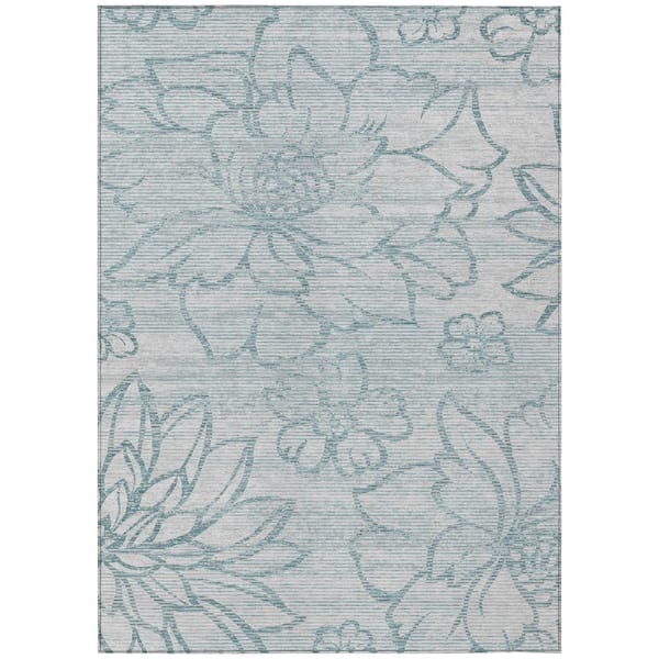 Chantille Machine Washable Indoor/Outdoor Abstract ACN2789 Silver 5 ft. x 7 ft. 6 in. Area Rug