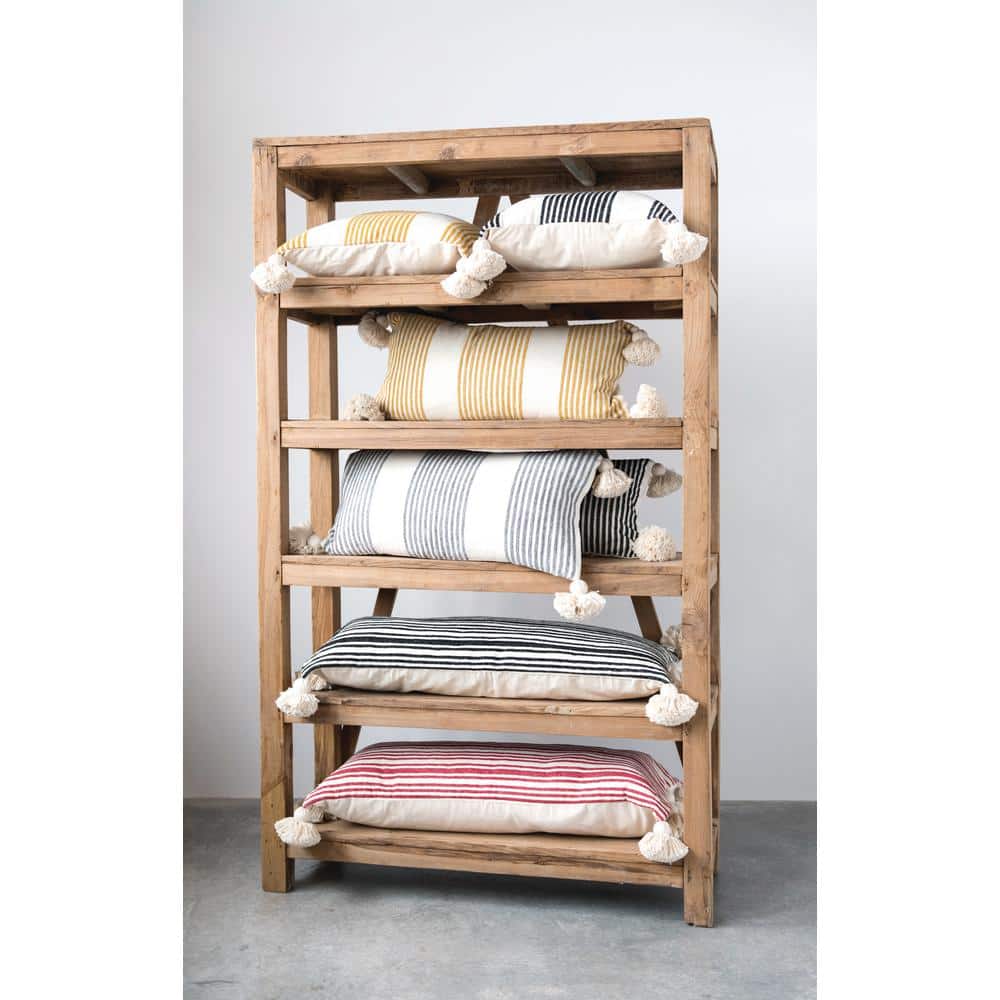 Plush Square Space-Themed Cotton Cushion with Mustard Tassels