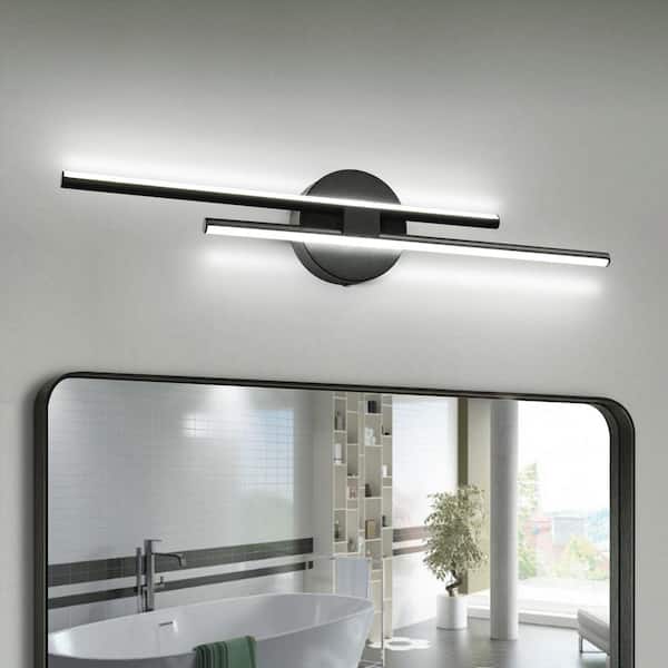 Bourget 23.6 in. 2-Light Black LED Vanity Light Bar with 6000K for Bathroom, Bedroom, Living Room