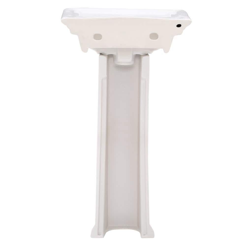 Washington White Ceramic Rectangular Pedestal Bathroom Sink