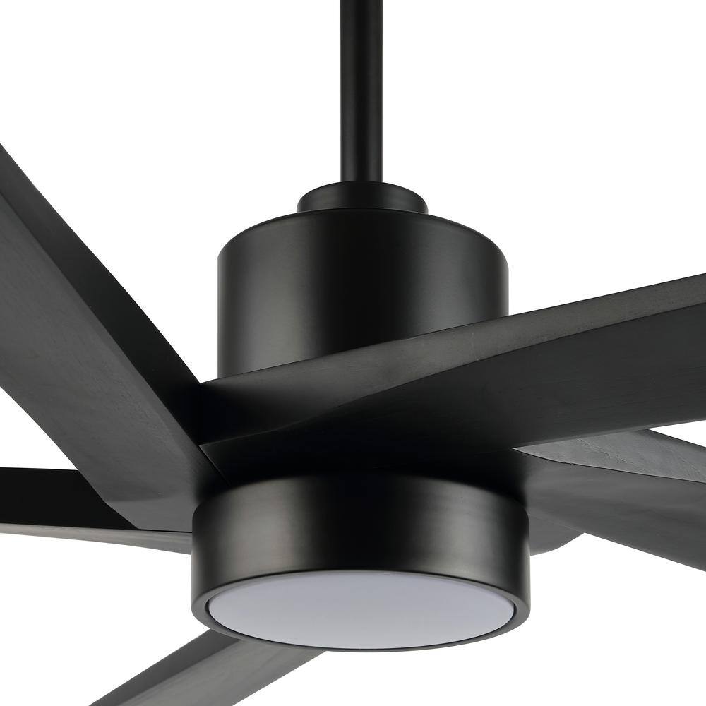 54" Matte Black Ceiling Fan with Light and Remote Control