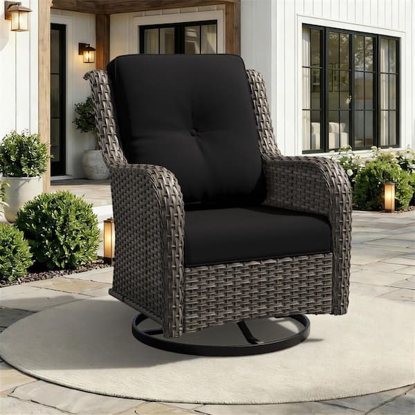 22 in x 24 in Outdoor Replacement Cushion with Zipper for Lounge Chair in Black