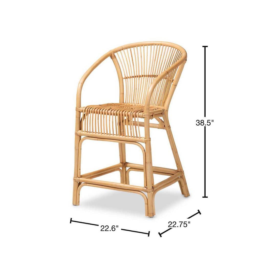 Murai 39" Brown Rattan Counter Height Barstool