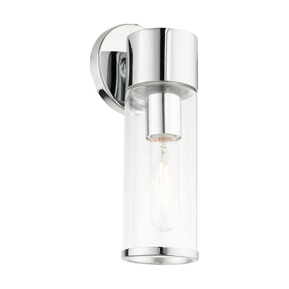 Polished Chrome Dimmable Sconce with Clear Glass Shade