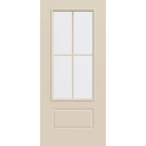 36 in. x 80 in. 1 Panel 3/4 Lite Right-Hand/Inswing Clear Glass Primed Steel Front Door Slab