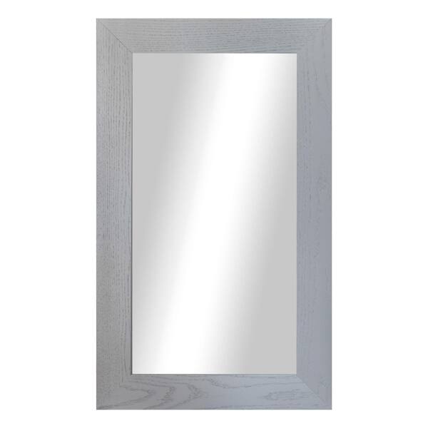 3 in. Grey Frame (24 in. W x 33 in. H) Oak Hardwood Rectangle Wall Mirror