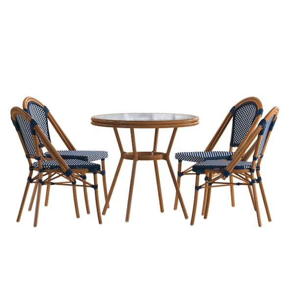 Unbranded Brown 5-Piece Aluminum Outdoor Dining Set