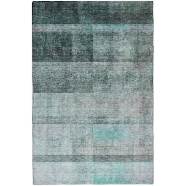 Dream Shag Premium Machine Washable Abstract ADS568 Teal 5 ft. x 7 ft. 6 in. Area Rug