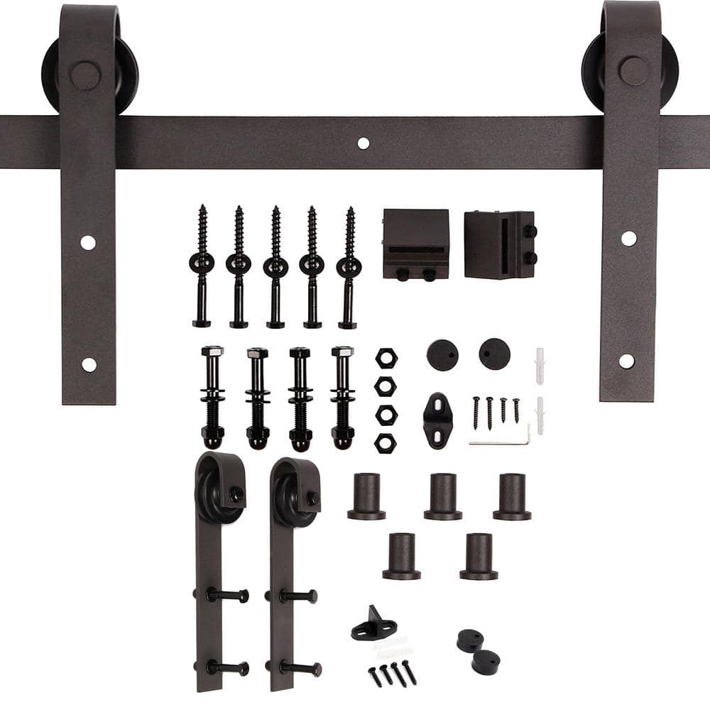 Dark Walnut Solid Wood Double Sliding Barn Door with Matte Finish