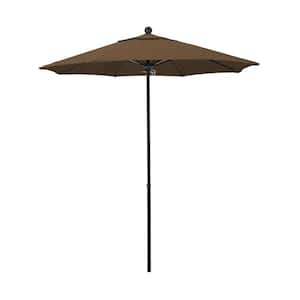 7.5 ft. Black Fiberglass Commercial Market Patio Umbrella with Fiberglass Ribs and Push Lift in Woven Sesame Olefin