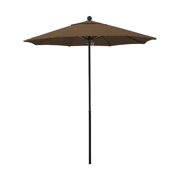 California Umbrella 7.5 ft. Black Fiberglass Commercial Market Patio Umbrella with Fiberglass Ribs and Push Lift in Woven Sesame Olefin