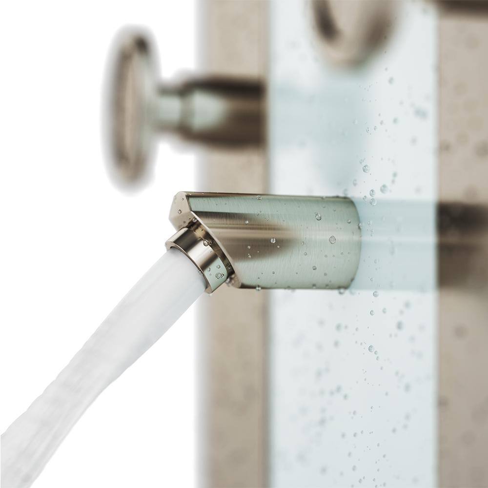 Tropicana White Glass ShowerSpa with Brushed Nickel Fixtures