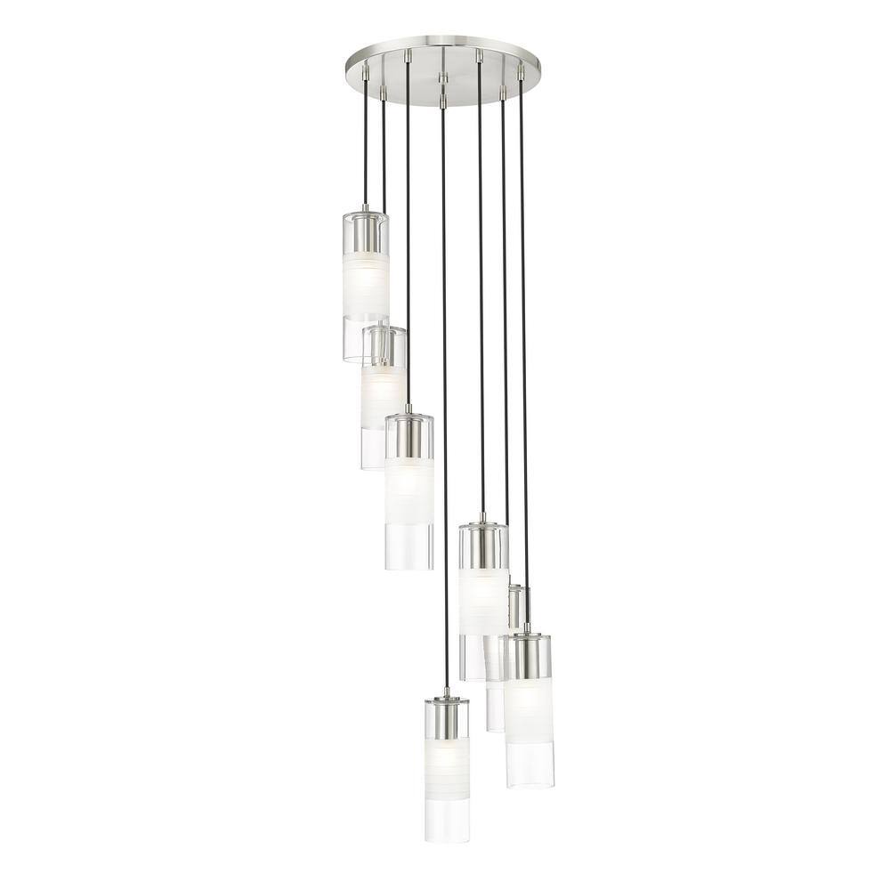 Alton 18 in. 7-Light Brushed Nickel Round Chandelier with Clear Plus Froste