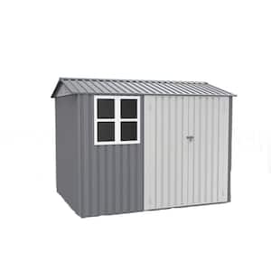 6 ft. W x 8 ft. D Outdoor Large Metal Tool Storage Shed with Lockable Door with Window Coverage Area 48 sq. ft. Gray