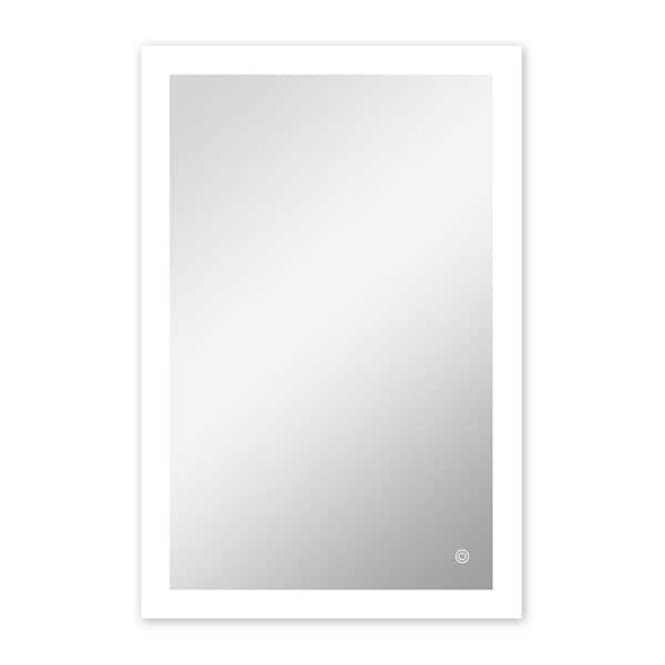 Unbranded 24 in. W x 36 in. H LED Light Rectangular Frameless Wall Mount One button Bathroom Vanity Mirror in Silver