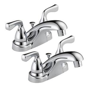 Foundations 4 in. Centerset 2-Handle Bathroom Faucet in Polished Chrome (2-Pack)