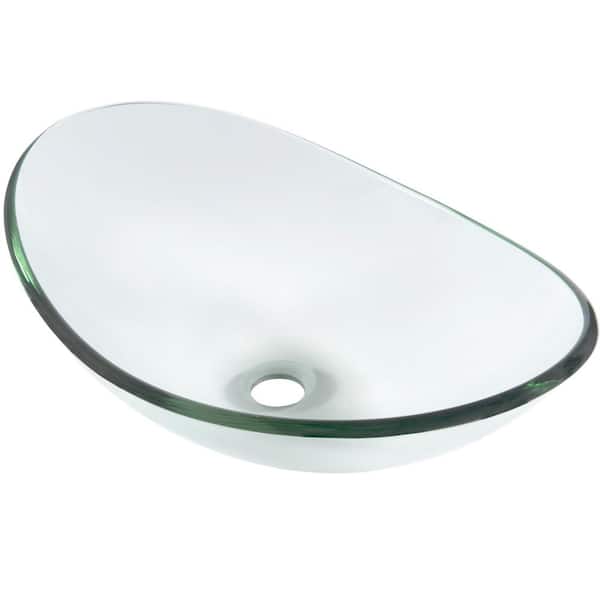 Novatto Chiaro Oval Slipper Glass Vessel Sink in Clear