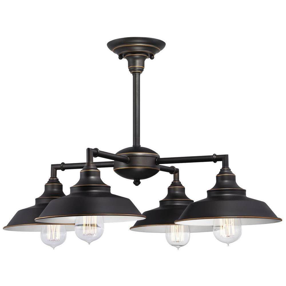 Iron Hill Oil Rubbed Bronze 4-Light Convertible Chandelier