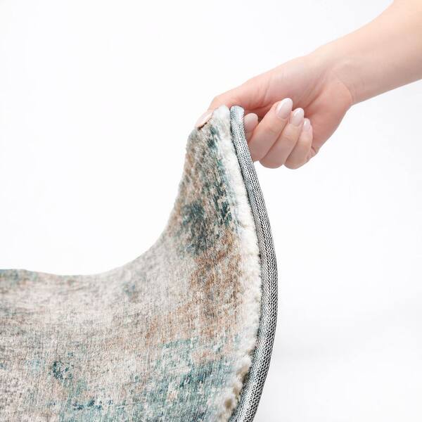 Dream Shag Premium Machine Washable Abstract ADS814 Teal 10 ft. x 14 ft. Area Rug