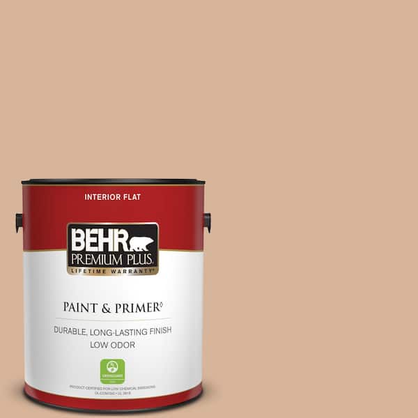 BEHR PREMIUM PLUS 1 gal. #S230-3 Beech Nut Flat Low Odor Interior Paint & Primer