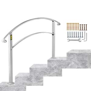 Handrails for Outdoor Steps Fit 3 to 4 Steps Stair Railing White Wrought Iron Handrail for Concrete or Wooden Stairs