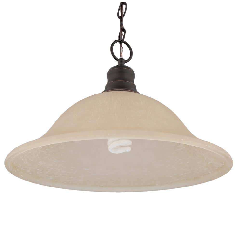 Empire Mahogany Bronze 16" Pendant with Champagne Linen Glass