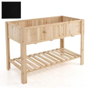 47 in. x 23 in. x 35 in. Raised Garden Bed W/Shelf & Liner Elevated Wood Planter Box Outdoor Standing Planter Bed W/Legs