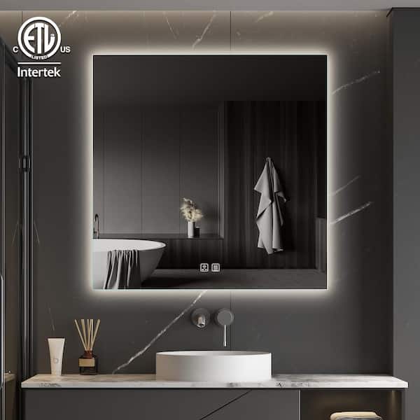 Side-Lighted LED Bathroom Vanity Mirror: 30 x 30 - Square