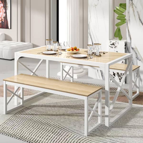 VECELO 3-Piece Dining Table Set for 6,55 in. Kitchen Table with 2