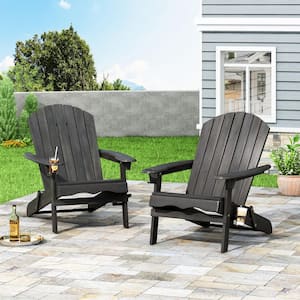 Lissette Dark Gray Foldable Wood Outdoor Patio Adirondack Chair (2-Pack)