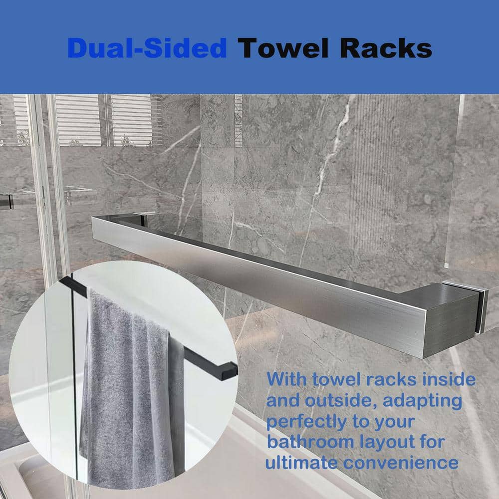 Brushed Nickel Frameless Sliding Shower Door with Clear Tempered Glass