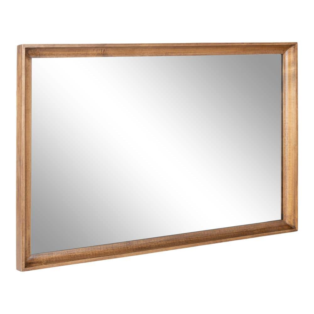 Rustic Brown Rectangular Wooden Wall Mirror 24" x 36"