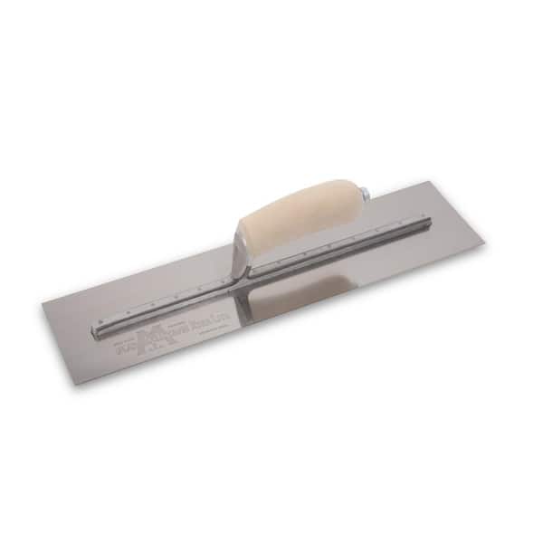 14 in. x 4-3/4 in. Stainless Steel Curved Wood Handle Finishing Trowel