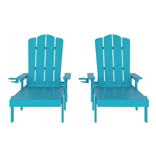 TAYLOR + LOGAN Blue Plastic Outdoor Lounge Chair in Blue Set of 2