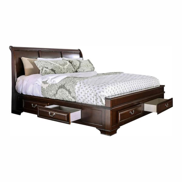 Furniture of America Liam Transitional Brown Wood Frame Queen Platform Bed with 6-Drawers