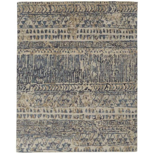 HomeRoots 8 ft. x 10 ft. Gray, Blue Abstract Area Rug