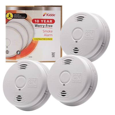 10-Year Worry-Free Hardwired Smoke Detector with Ionization Sensor and Battery Backup (3-Pack)