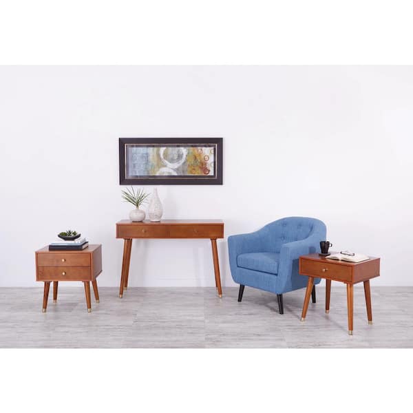 OSP Home Furnishings Cupertino 41 in. Light Walnut Standard Rectangle Wood Console Table with Drawers