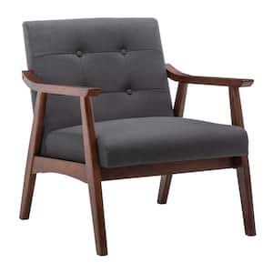 Take a Seat Natalie Dark Gray Fabric Upholstery / Espresso Wood Frame Accent Chair