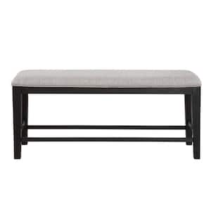 Halle Gray Upholstered Brown Counter Bench 54 in.