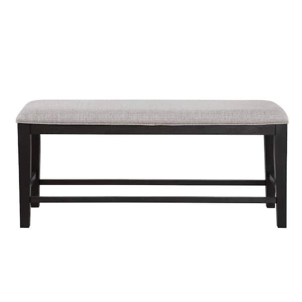 Steve Silver Halle Gray Upholstered Brown Counter Bench 54 in.