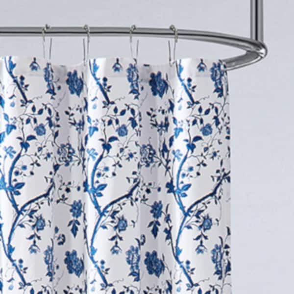Laura Ashley Elise 1 Piece Blue Cotton, Laura Ashley Fabric Shower Curtain Liner