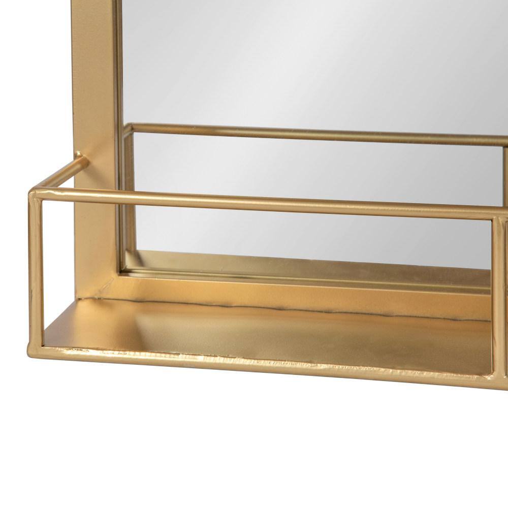 Gold Full Length Rectangular Metal Frame Mirror with Shelf