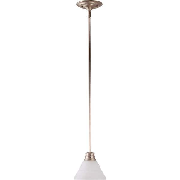 SATCO 1-Light Brushed Nickel Mini Pendant with Frosted White Glass