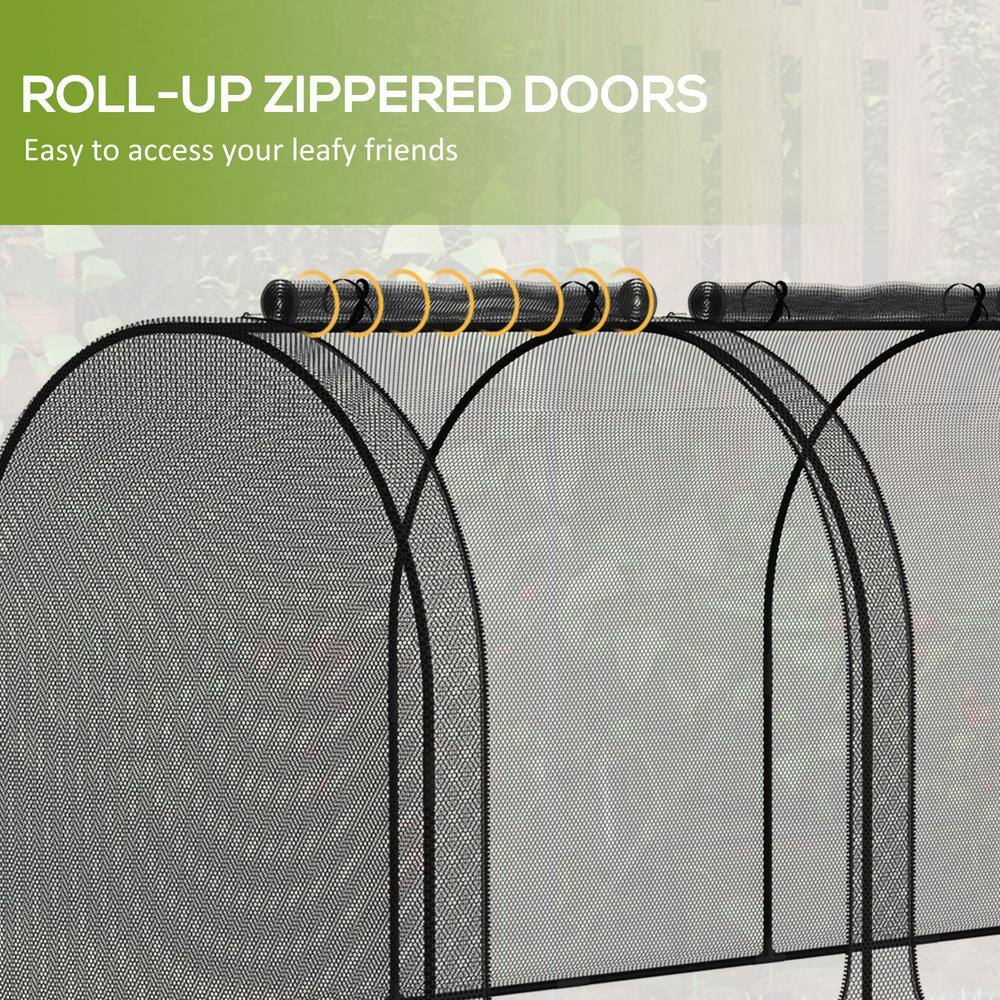 Black Mesh Plant Protection Tent with Zippered Doors