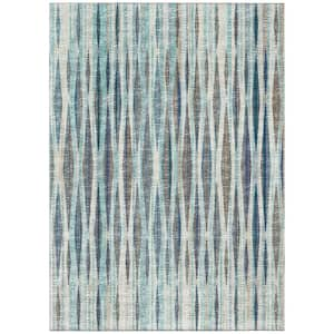 Waverly Blue 5 ft. x 7 ft. 6 in. Geometric Indoor/Outdoor Area Rug