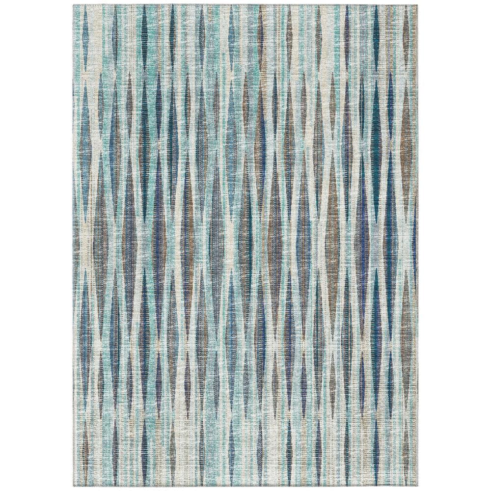 Waverly Blue 9 ft. x 12 ft. Geometric Indoor/Outdoor Area Rug