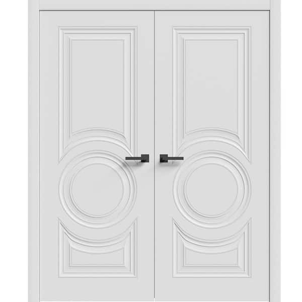7801 48 in. x 80 in. Sold Core White Color Wood Interior Door Kit with Quick Assemble Jamb