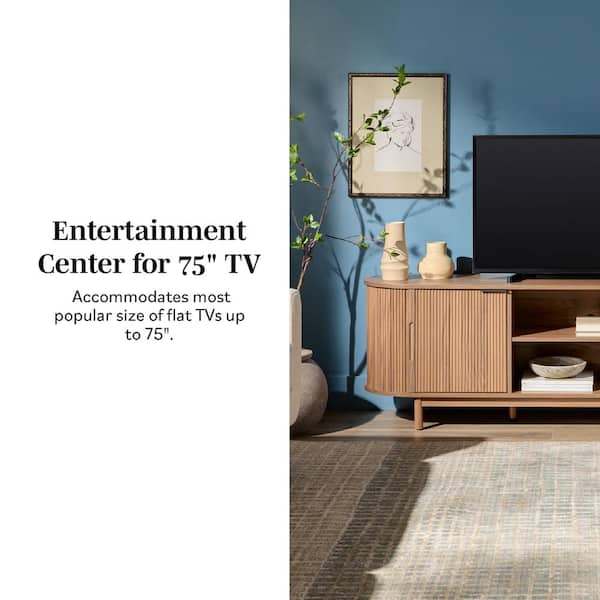 Walker Edison Furniture Company 70 in. Modern Mocha Reeded Wood TV