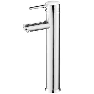 Single Hole Single Handle Bathroom Vessel Sink Faucet With Supply Hose in Polished Chrome